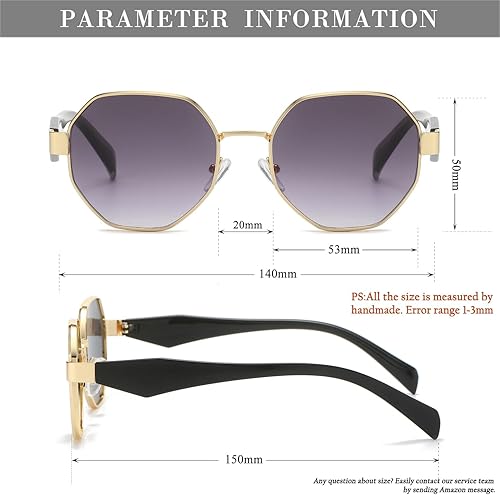 Miniatura 6 de HJSTES Gafas de sol pequeñas de polígono para mujer y hombre, lentes cuadrados, lentes degradados, protección UV