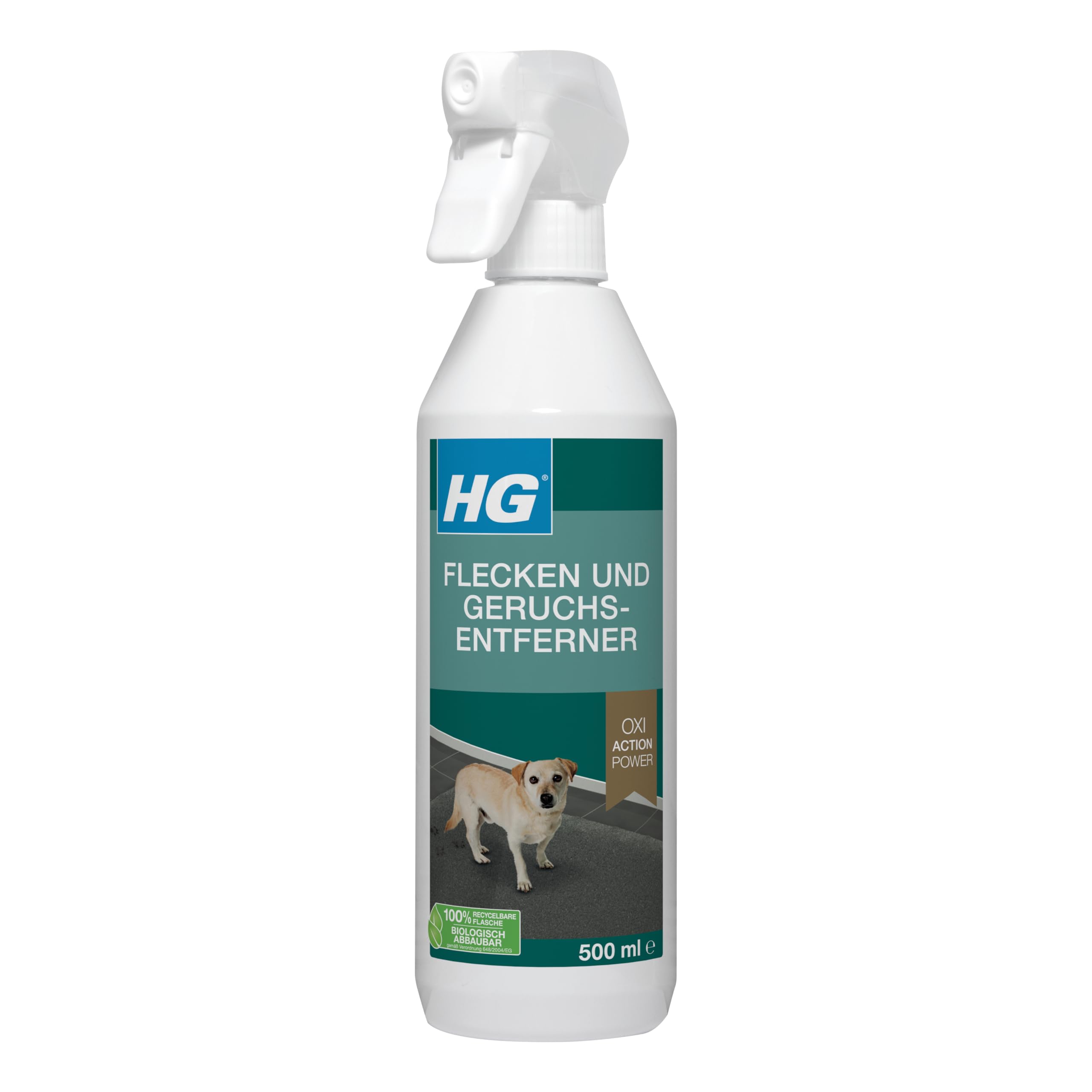 HG Eliminador de manchas y olores para perros, elimina las manchas de textiles y alfombras, neutraliza la orina de perro y otros malos olores, spray apto para animales, 500 ml