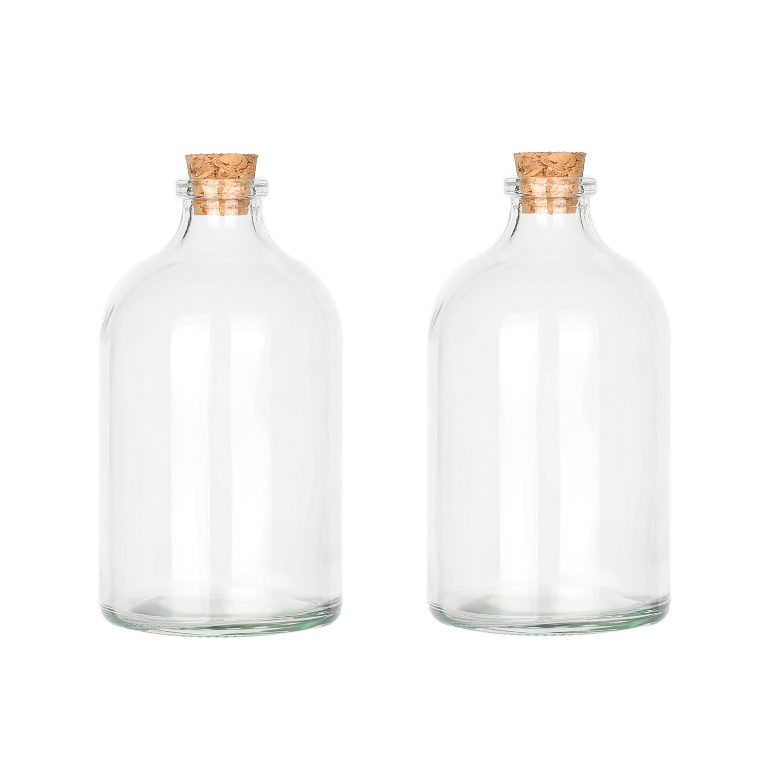 Magic Season Decorative Round Glass Bottles with Cork Stoppers (2 Pcs / 100 ml)