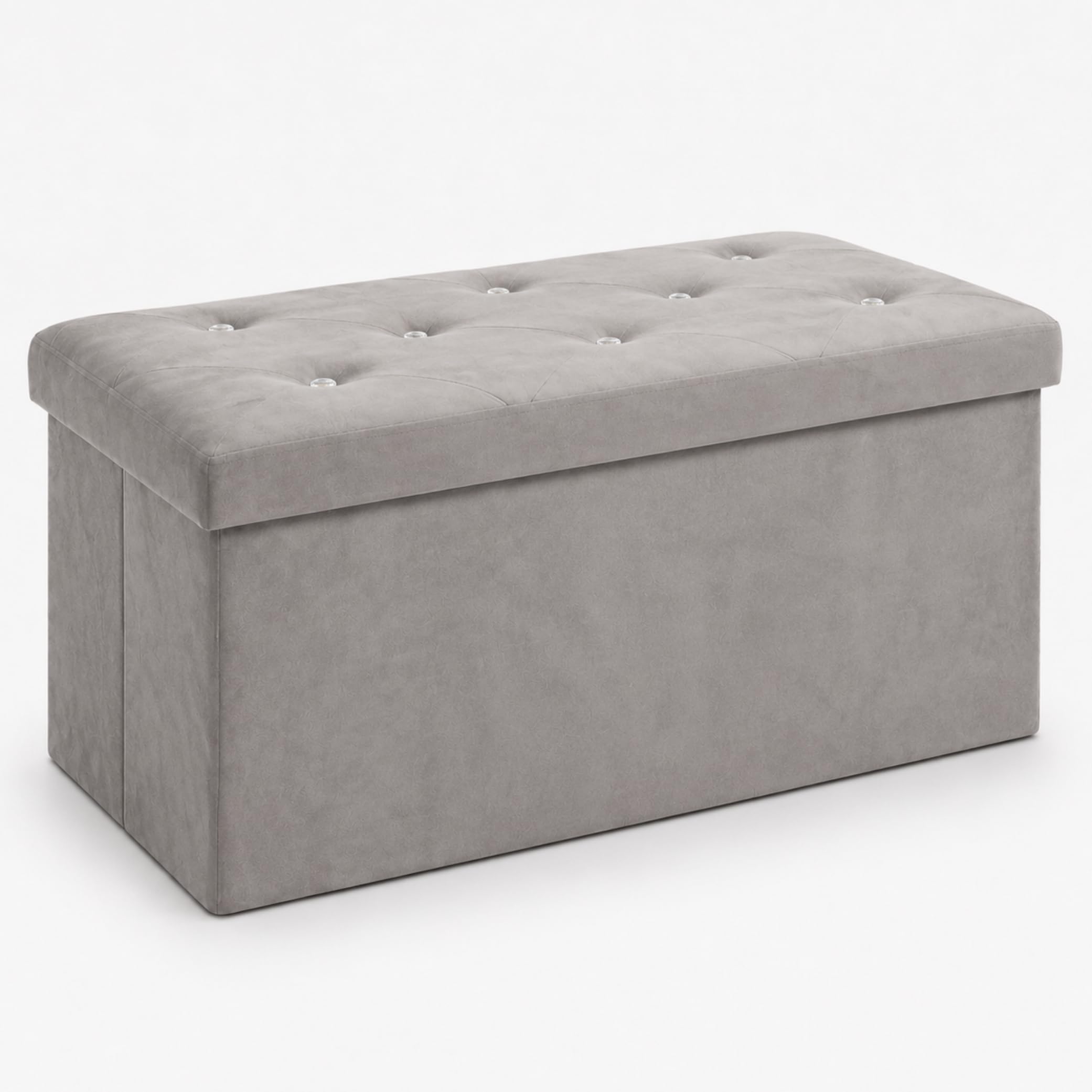 Diamond Tufted Storage Ottoman Bench with Padded Seat & Crystal Style Buttons, Multipurpose Storage Box Footstool, Bedroom Blanket Toy Storage Chest, Upholstered Window Seat for Living Room