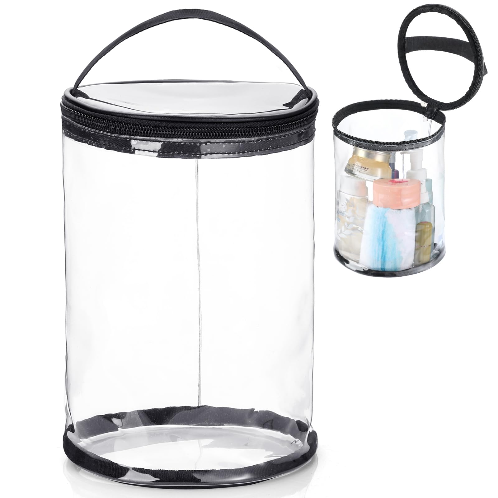 Sanwuta Clear Lotion Bag for Toiletry Sunscreen Cylinder Makeup Bag Heavy Duty Travel Organizer Pouch Waterproof Cosmetic Pouch with Handle Zipper