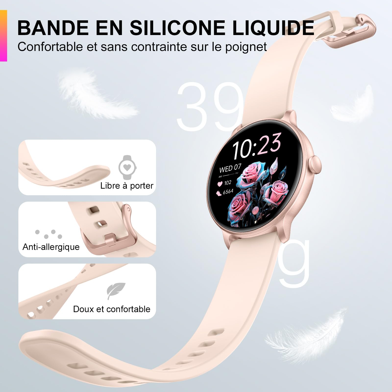 Montre Connectée Homme Femme, 1.43'' AMOLED Smartwatch avec Appel Bluetooth, Montre Connectee avec Moniteur de Fréquence Cardiaque, Podomètre Etanche IP68 Montre Intelligente pour Android iOS