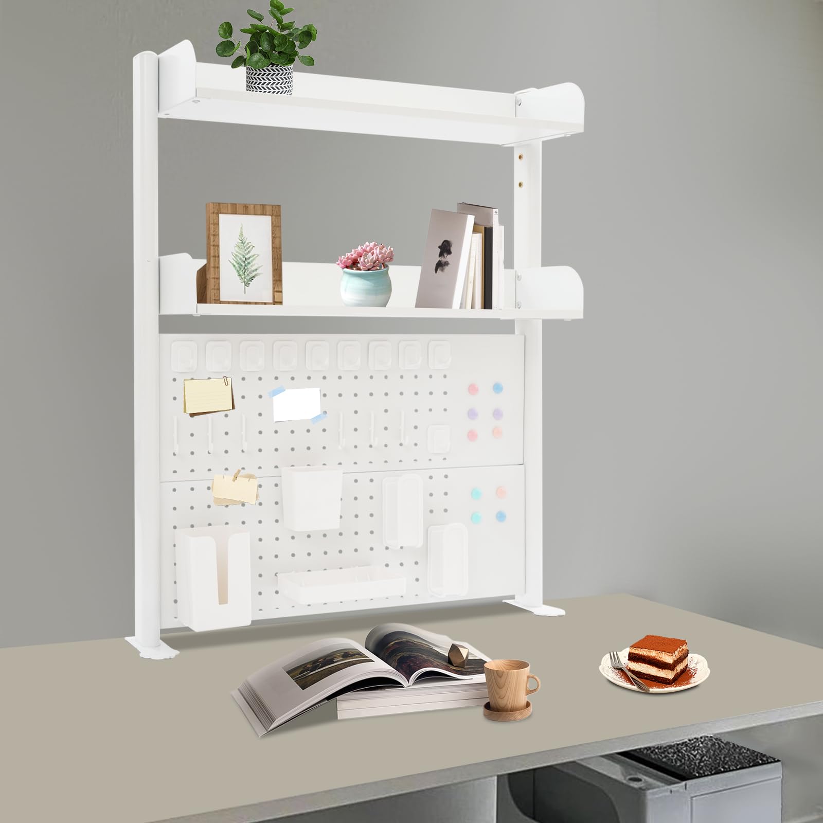 Klemmbare Schreibtisch-stecktafel-Regal, Bücherregal 3 Ebenen Büro Computer Schreibtisch Zubehör Organizer für Büro, Gaming, Zuhause, 80Lx95H cm