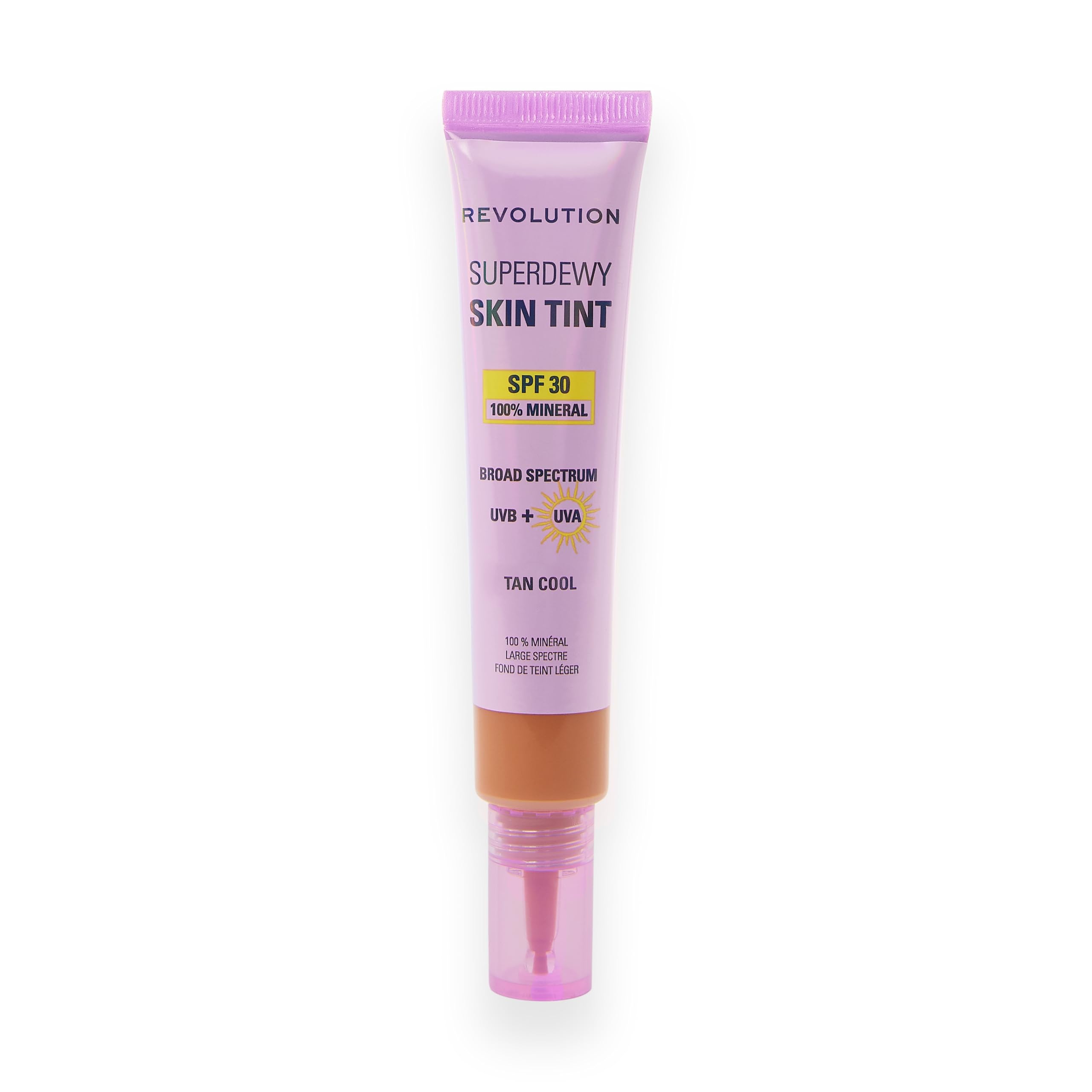 Revolution Superdewy SPF30 Skin Tint, Suitable for Sensitive & Acne-Prone Skin, Lightweight Buildable Formula, Vegan & Cruelty-Free, Tan Cool, 28ml