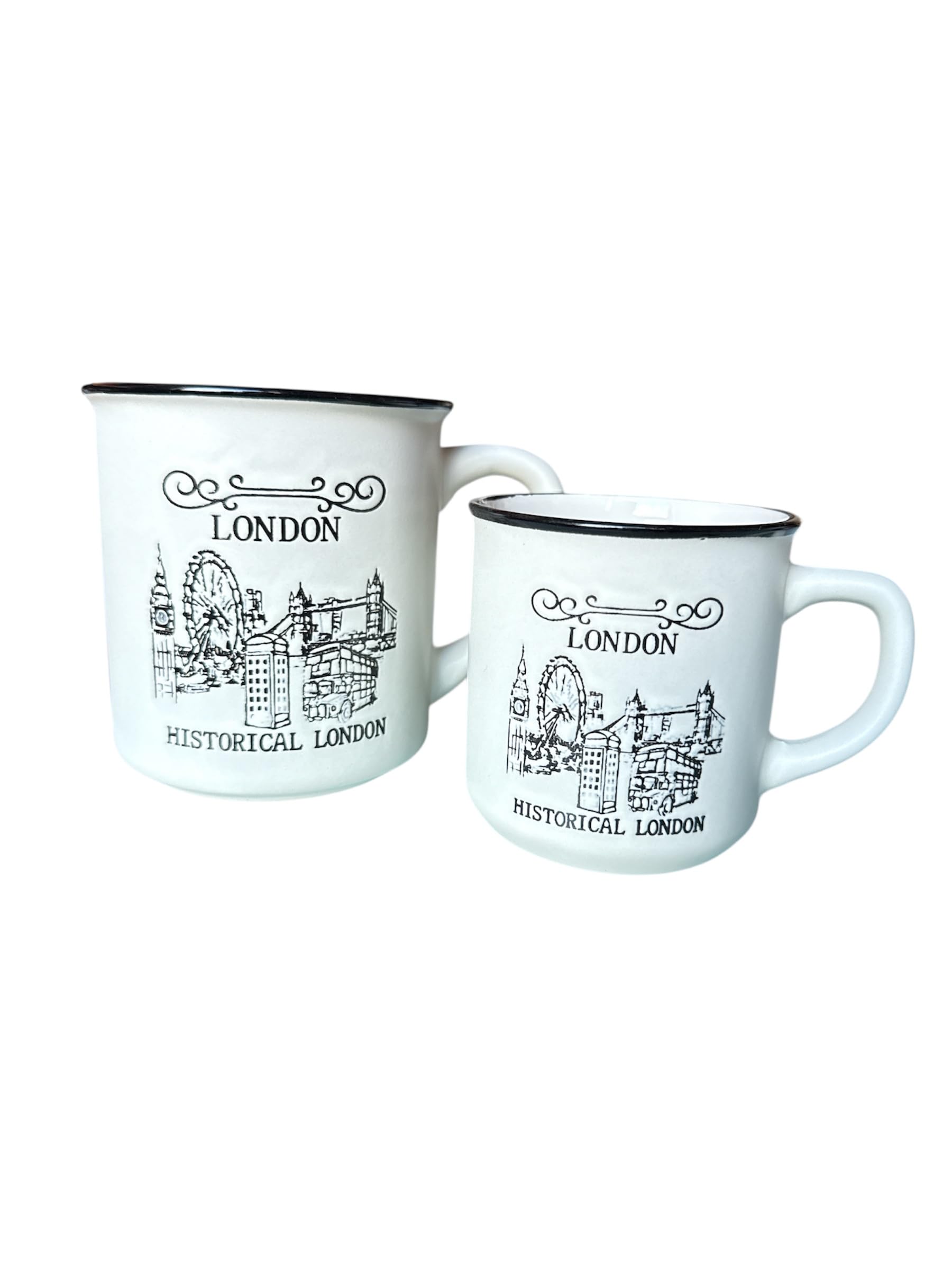 London Souvenir Mug, .Ceramic Mug, Historical London Mug, for Coffe, Tea, London City Iconic Design Home Kitchen Office. Large and Small Sizes (White Small)