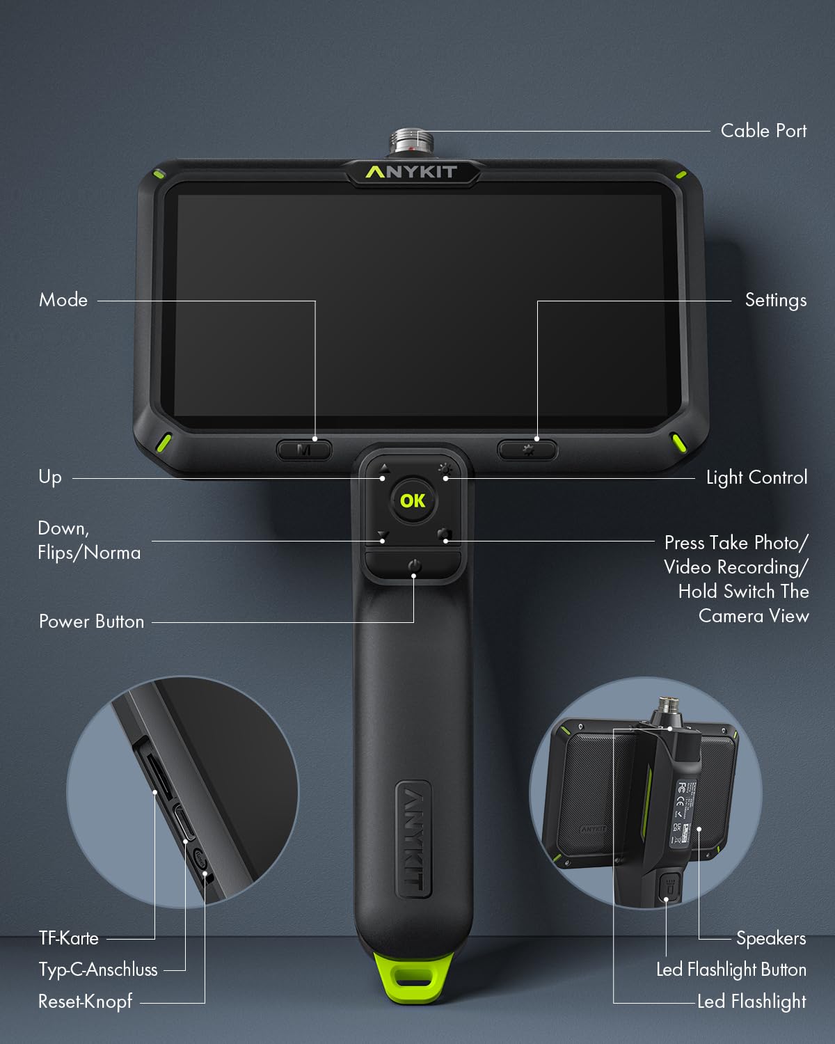 Anykit Endoscope Camera with Light, Dual Lens Endoscope 1080P — Amazon image 7