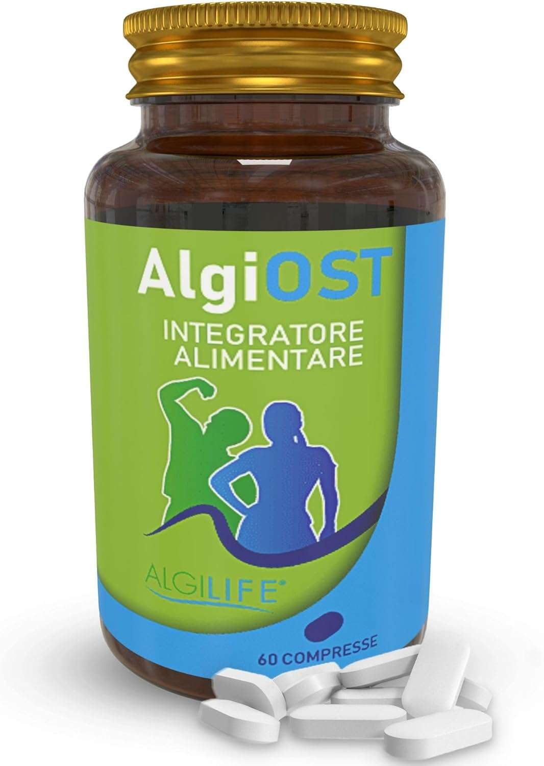 Calcio Magnesio Zinco e Vitamina D3 K2, Vitamina C, Manganese (60 Compresse Vegane) AlgiOST ALGILIFE - ZMA Integratore Magnesio, Calcio Integratore, Zinco Integratore per Ossa, Denti, Articolazioni