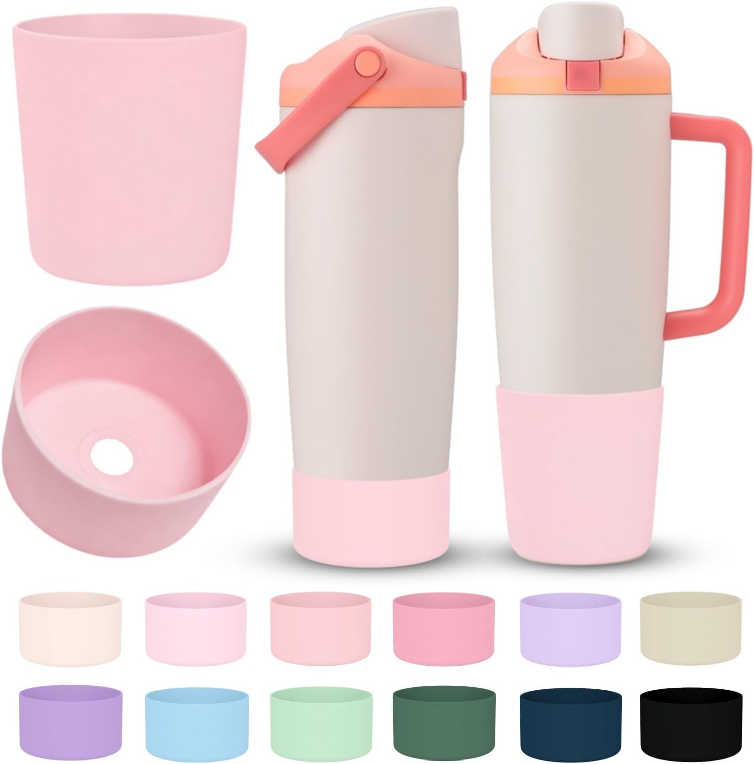 2PCS Short and Tall Protector Silicone Boots Compatible with Owala 30oz & 40oz FreeSip Sway Bottles & Tumblers - Anti-Slip, Scratch-Resistant, Suitable for Outdoor Activity