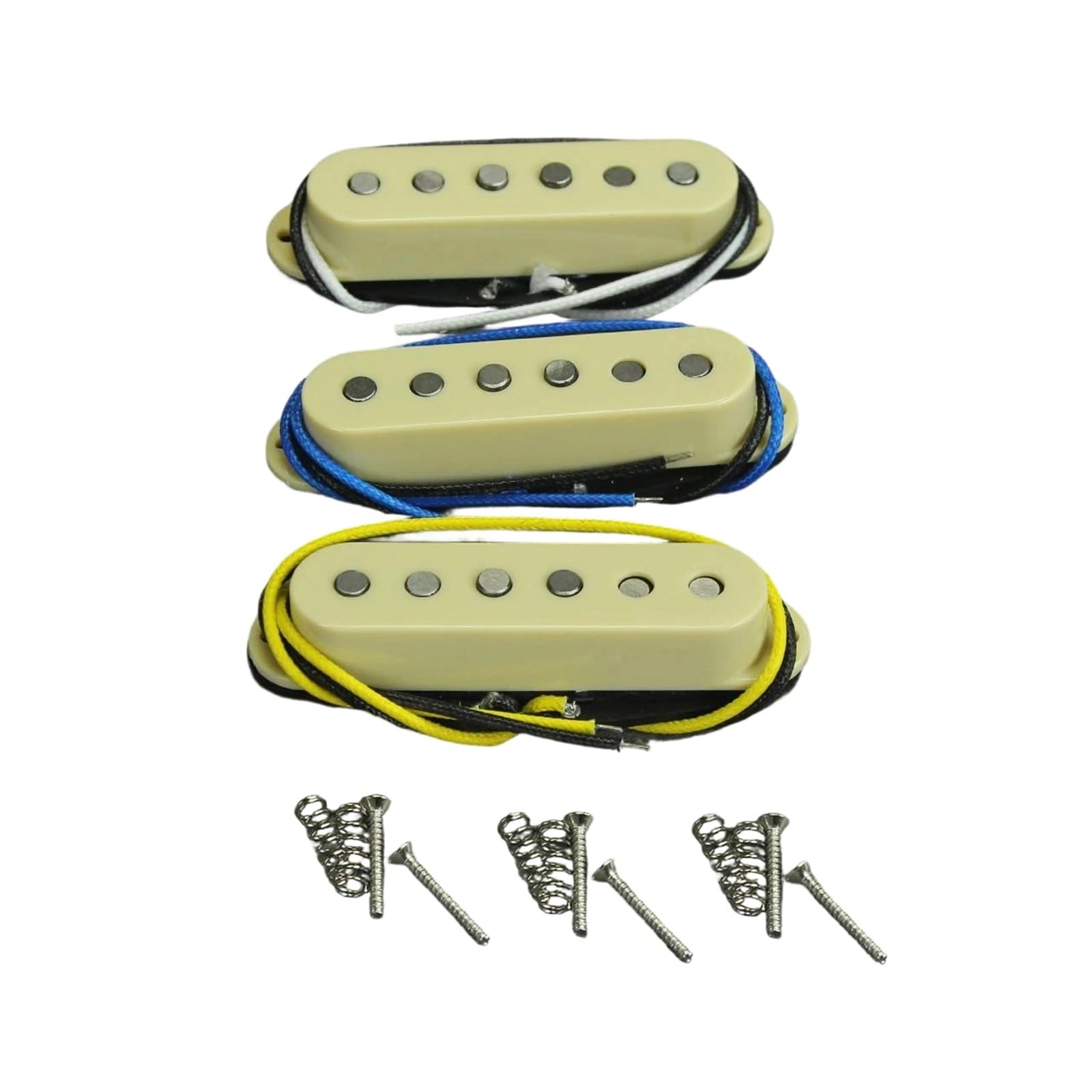 Retro Style Interlaced Alnico 5 Single Coil Pickup Kit 52mm SSS E Gitarre Zubehör(Yellow Set)