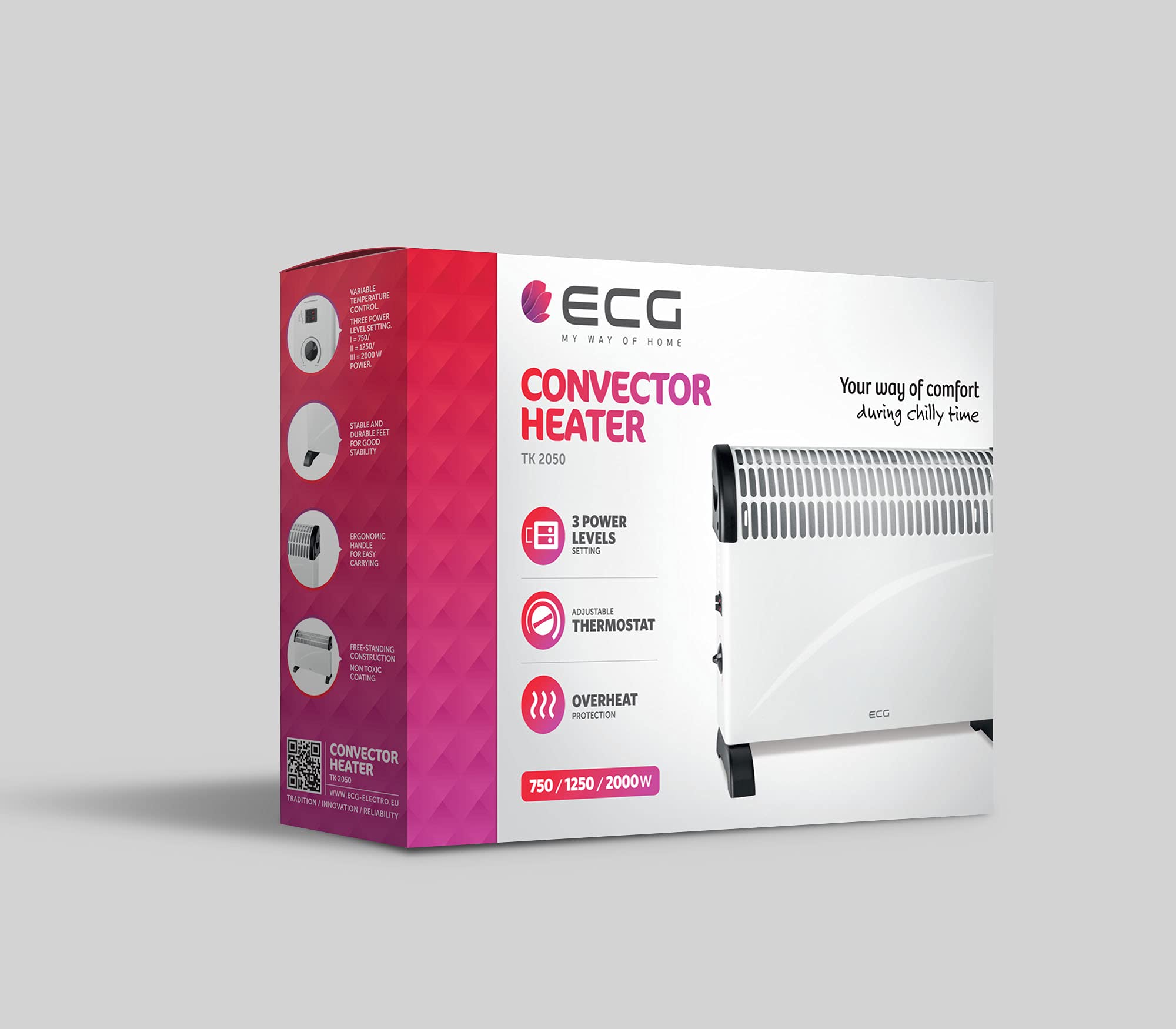 ECG TK 2050 konwektor grzewczy, biało-szary