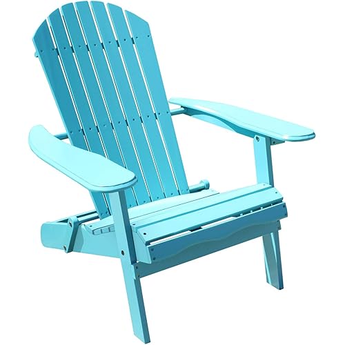 Northbeam Outdoor Lawn Garden Portable Foldable Wooden Adirondack Accent Chair,Deck,Porch,Pool and Patio Seating with 250 Pound Capacity,Teal
