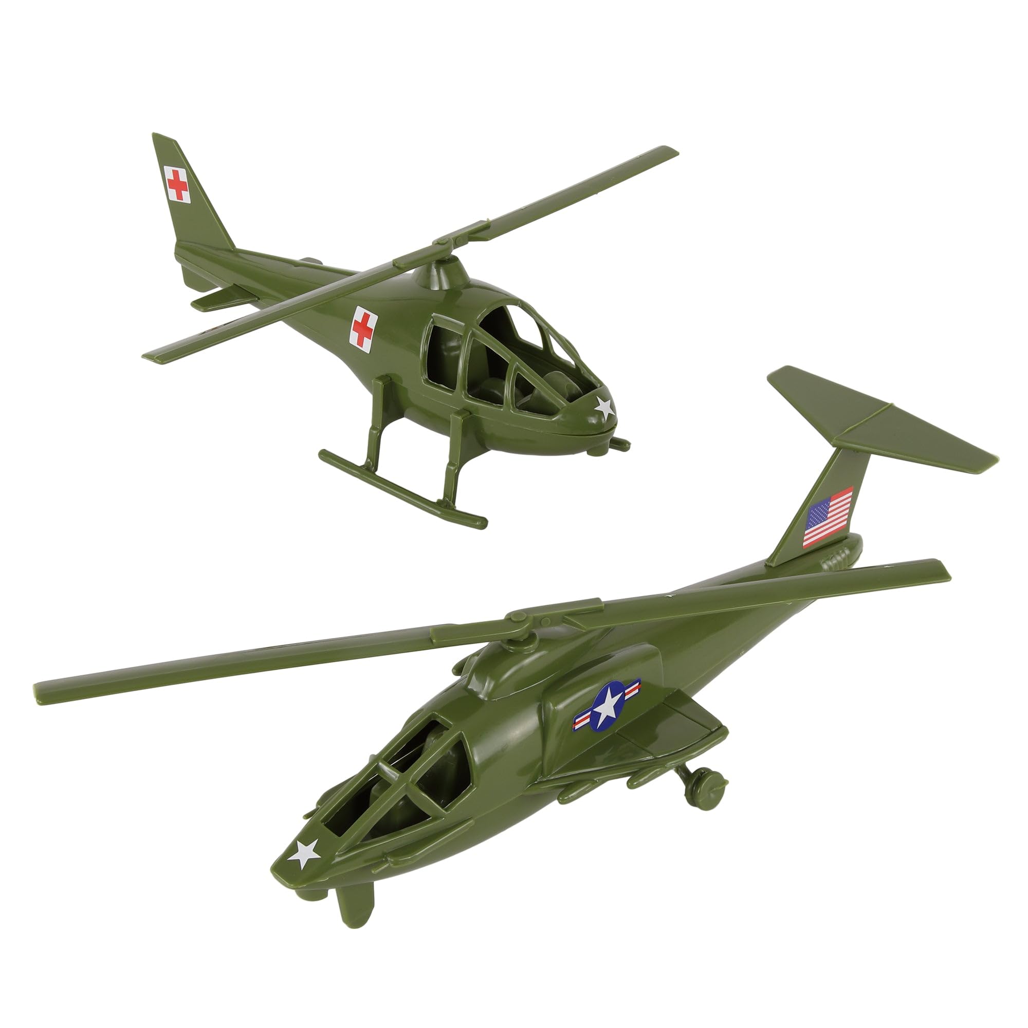 TimMee Air Support Helicopters - 2pc OD Green Plastic Army Men Choppers US Made