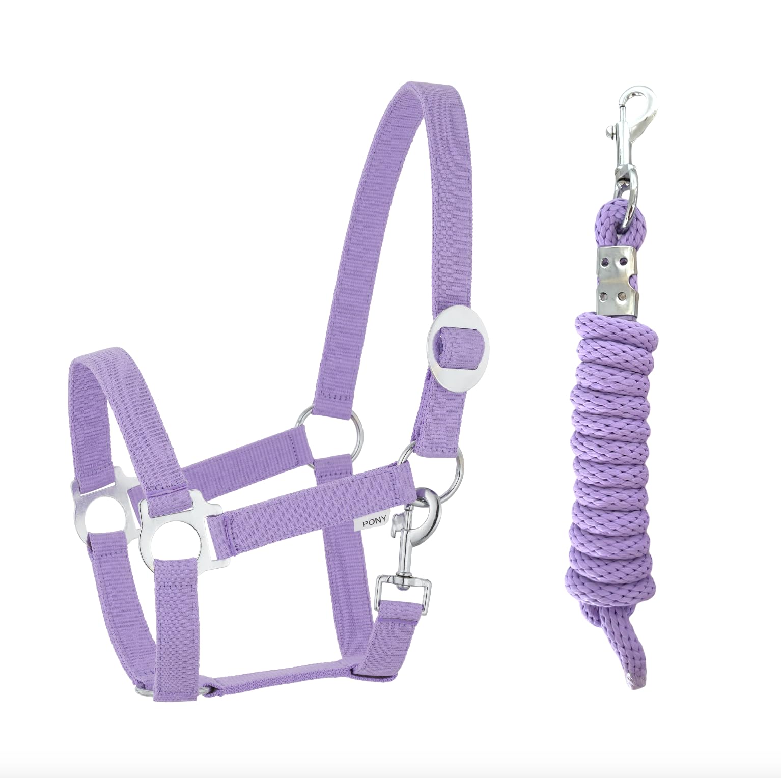 Halter Lead Rope Set including Carabiner Hook Adjustable Horse Halter Horse Wooden Horse Tie Rope (Carabiner Hook Lavender, Shetty)