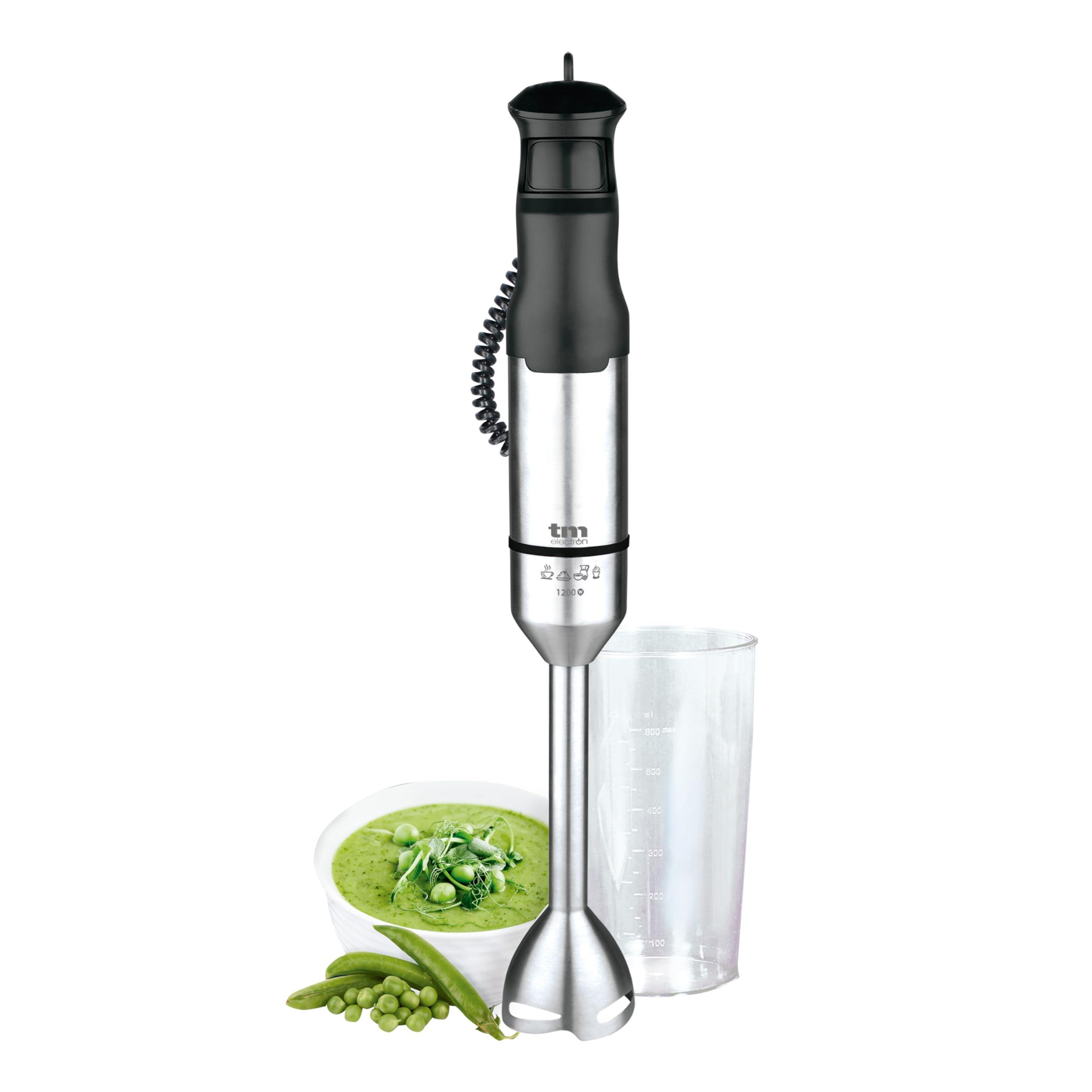 TM Electron TMPBA016 Hand Blender with 1200 W Power, Stainless Steel Bell and Shaft, 600 ml Graduated Cup, Ergonomic and Non-Slip Grip