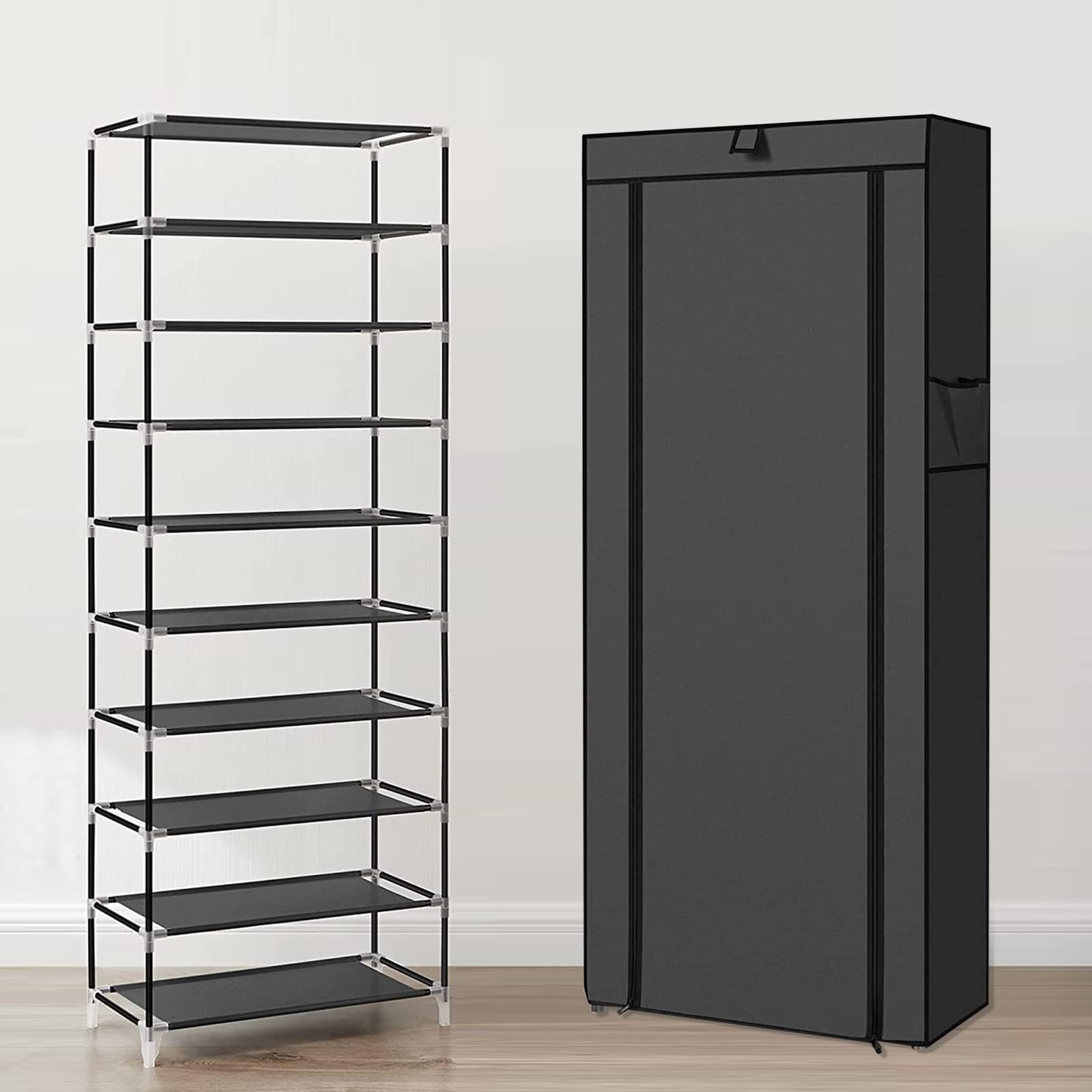 RELOVE Armadio di stoccaggio, guardaroba, guardaroba per camera da letto, guardaroba, guardaroba, pieghevole, appendiabiti, per guardaroba, camera da letto, studio-60 x 30 x 160 cm