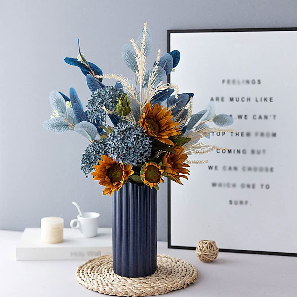 Künstliche Blumen Seide Tuch Künstliche Blumen mit Keramik Vase Home Office Party Decor Hochzeit Dekoration Mittelstücke Gefälschte Blume Set Künstliche Blumen wie Echt