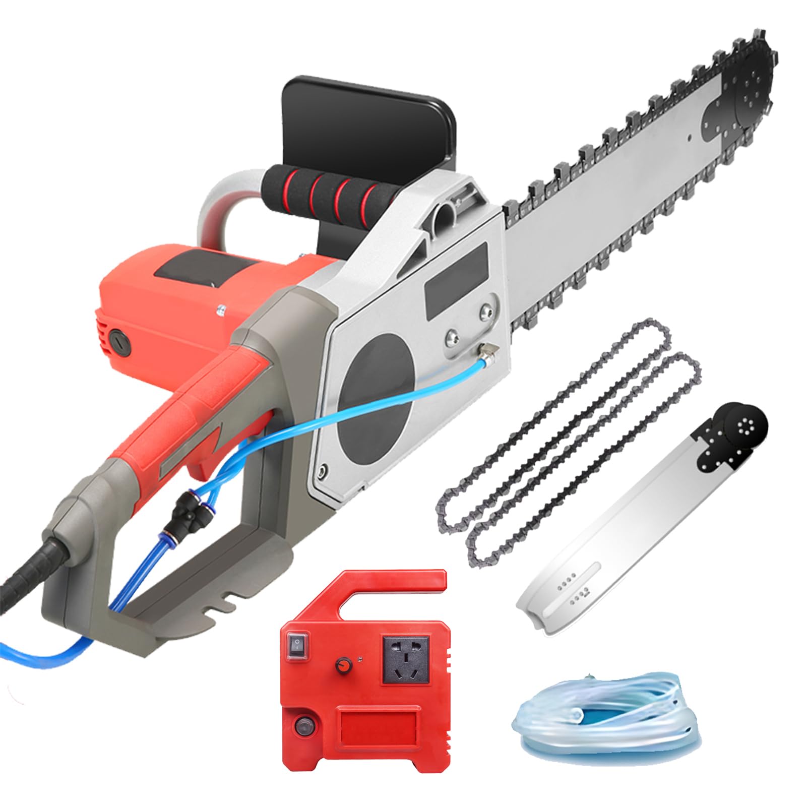 FHRKA Electric Concrete Saw, Handheld Electric Chainsaw Wall, Concrete Chain Saw With 35cm/48cm Cutting Depth, 2 Chains 2 Bars (5800w)