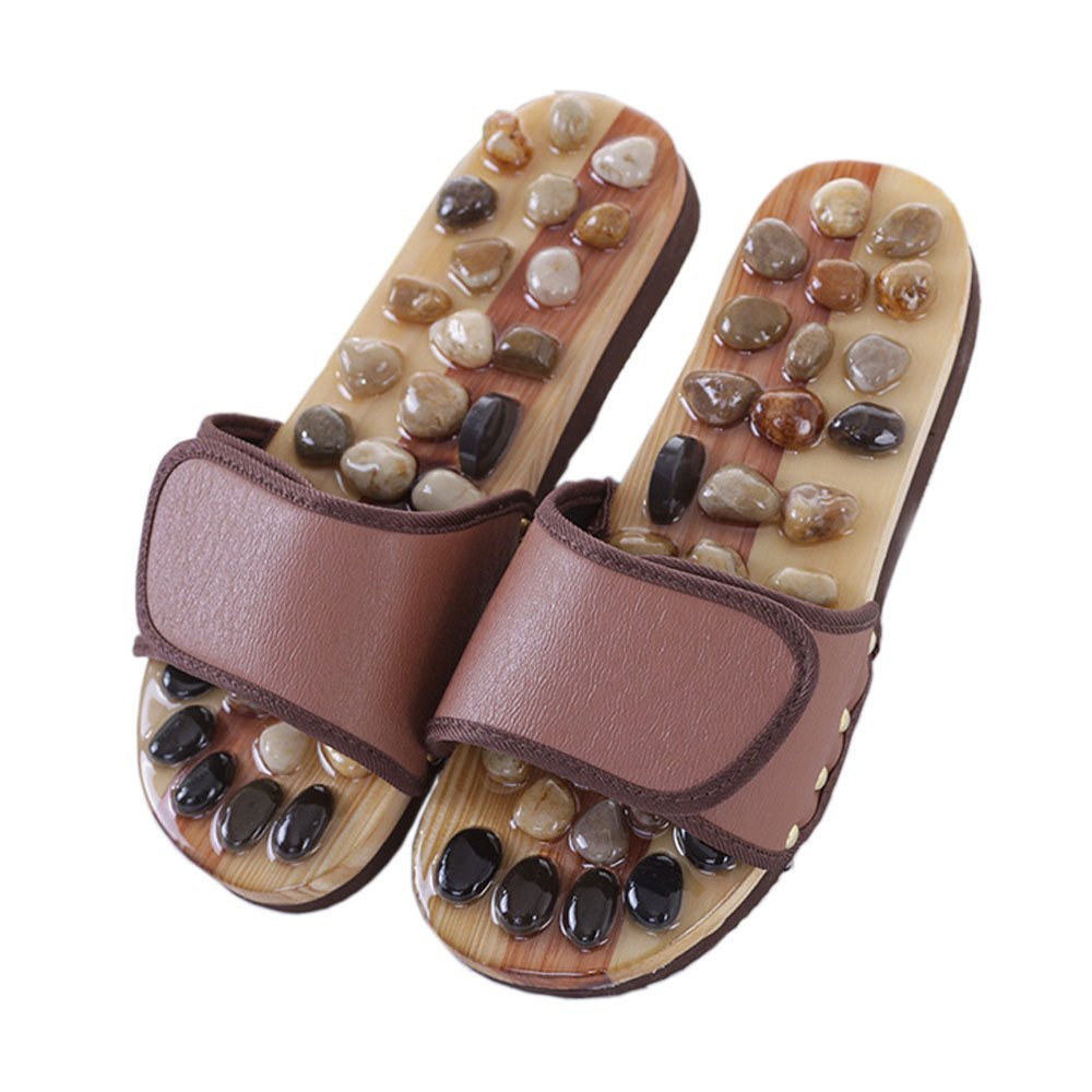 ゆ　 SLIPPER ブラウン スリッパサンダル Amazon.co.jp: 足つぼ マッサージ スリッパ 健康 サンダル