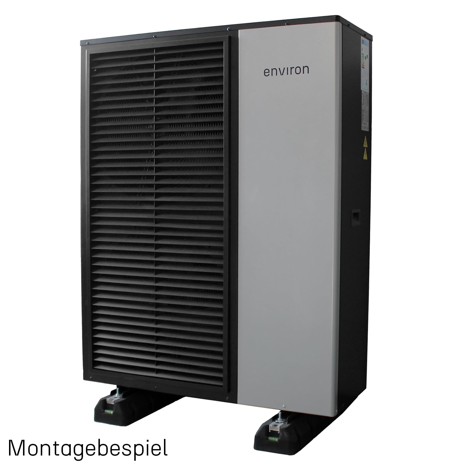 ENVIRON® Dämpfsockel für Wärmepumpe/Klimaanlage | mit Wasserwagen und massivem Befestigungs-Set | 2 Stück | UV-beständig 700kg belastbar (600 mm) | Bodenkonsole Antivibrationsfüße