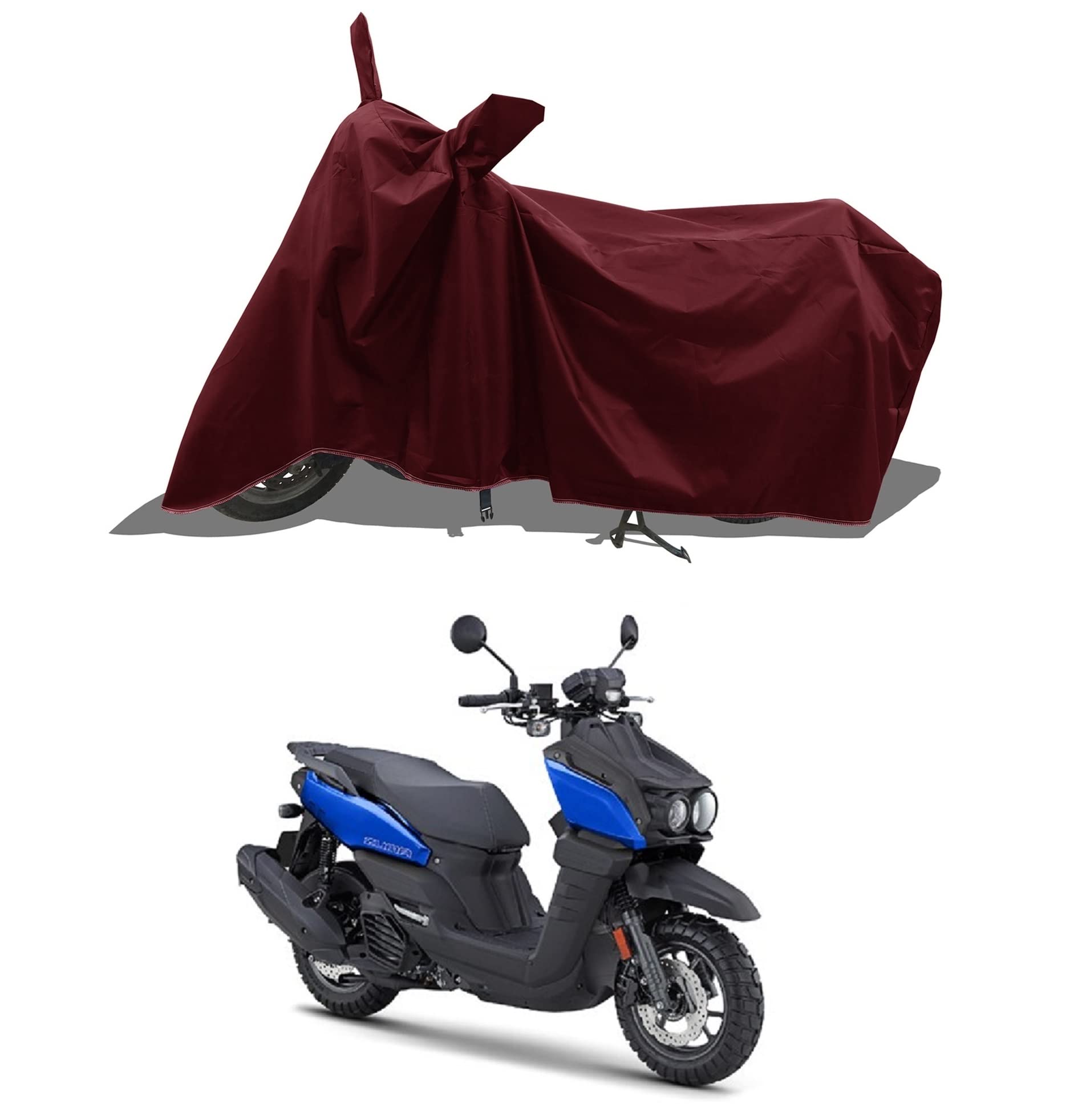 Two Wheeler - Scooty - Bike Cover for Yamaha Zuma 125 New Cover with Water-Resistant and Dust Proof Premium 190T Fabric_Entire Maroon