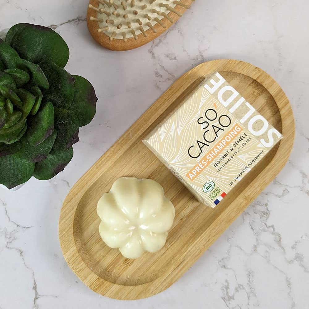 Lot de 10 après-Shampoing solide Bio So'Cacao - Au beurre de Cacao - 45g- Fabriqué en France - En vrac - Sans étuis Propos'Nature