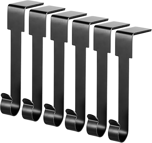 Christmas Stocking Holders Mantel Hook Hangers Fireplace Hooks Hanger Christmas Stocking Hook Fireplace Hanger Grip for for Christmas Party Decorations (Black, 6)