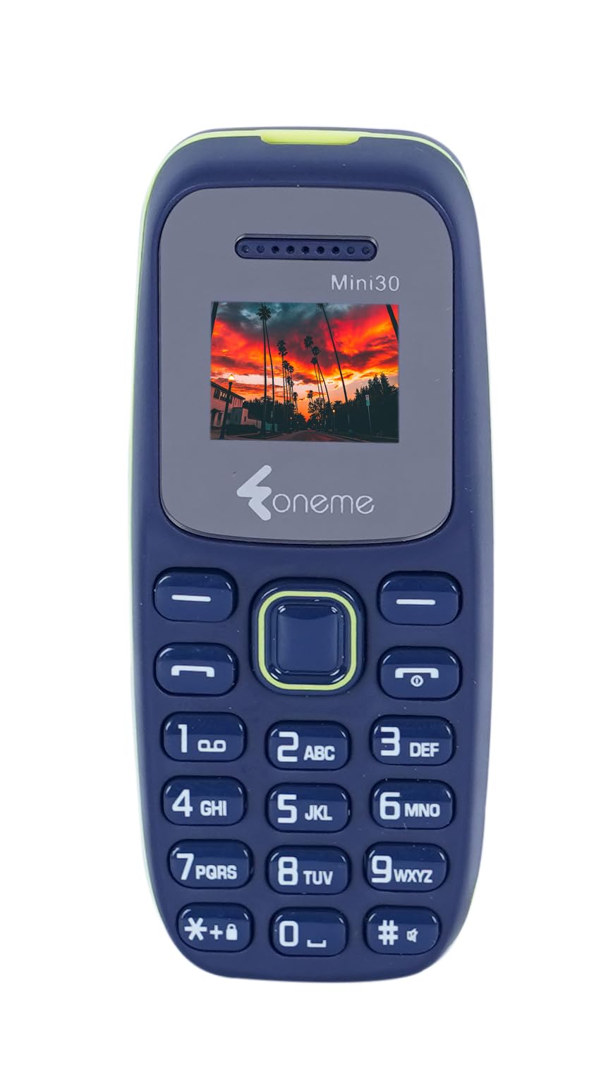 foneme mini30 finger size dual sim |keypad mobile| with 0.66" display| bt dialer | finger phone| voice changer | auto call recording |long lasting battery |fm | feature phone | blue