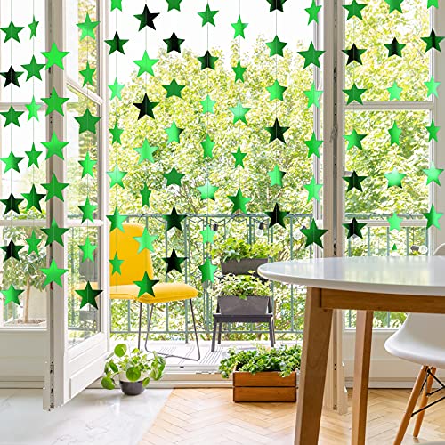 Image of Patelai Glitter Star Garland Banner 2026 Party Decor 130 Feet Star Hanging Streamers Twinkle Backdrop for Classroom Birthday Graduation Wedding Supplies(Green)