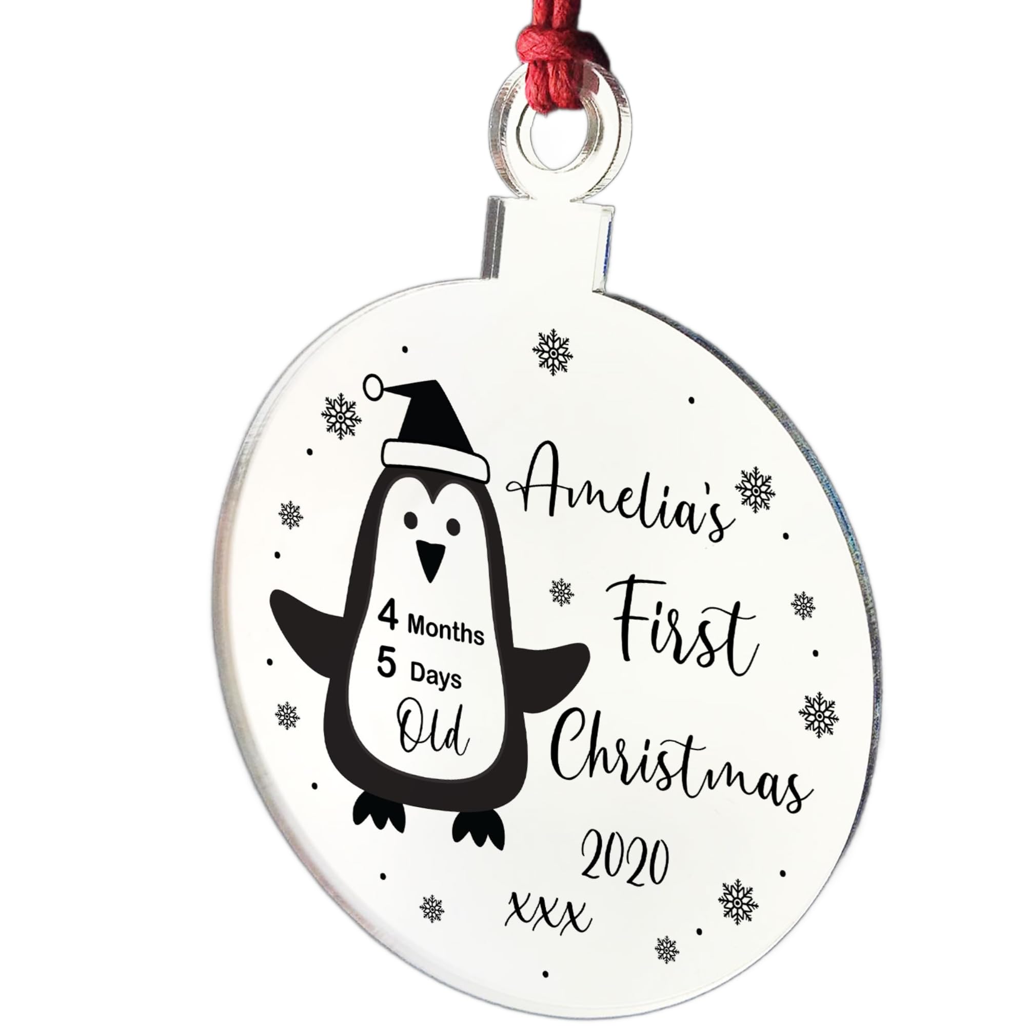 Personalised First Christmas Tree Decoration Engraved Bauble Family Home Decor Gift