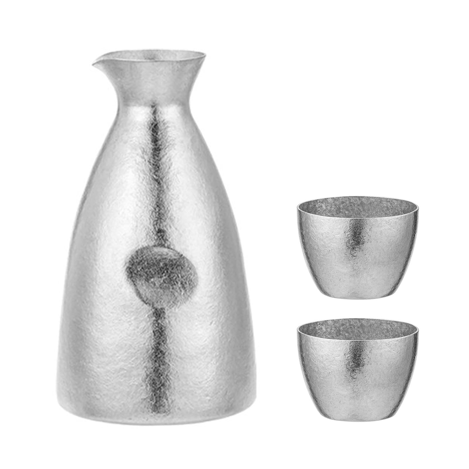 Generic Juego de Sake Japonés Portátil, Elegante Material Ti, Vertido Suave, Actividades Al Aire, Olla de 390ML + 2 Tazas de 40ML (Olla de sake cóncava + 2 tazas [Estilo flor de)
