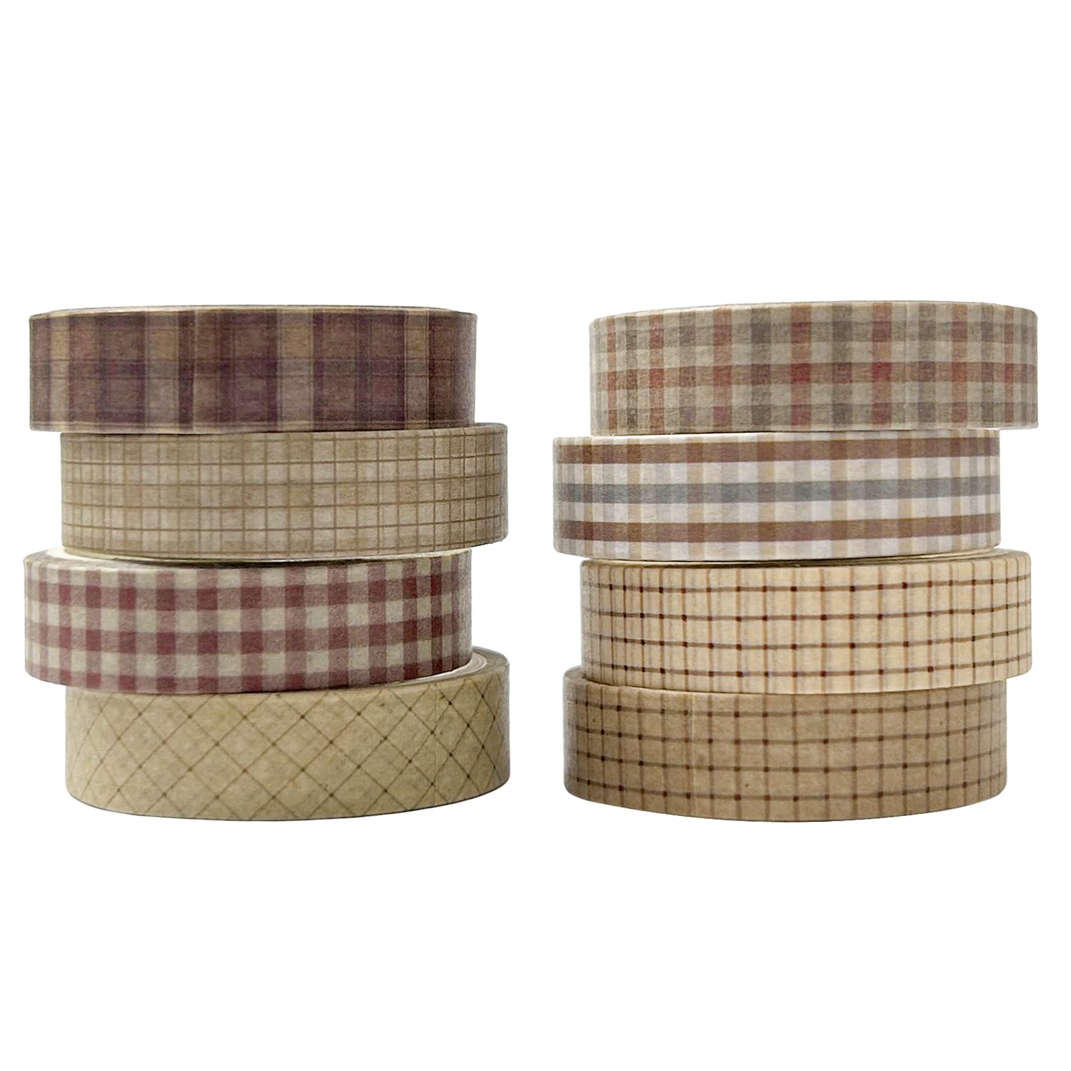 KEJOL 8 Rolls Washi Tape, Vintage Scrapbook Tape Coloured Masking Tape Scrapbooking Supplies for Arts, DIY Crafts, Scrapbook, Wrapping, Journals, Planners (Retro Plaid) โ image 1