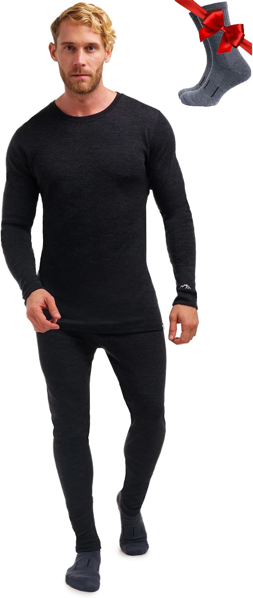 Merino.tech Merino Wool Base Layer Men Set - Merino Thermal Underwear Mens Top and Bottom Lightweight, Midweight, Heavyweight