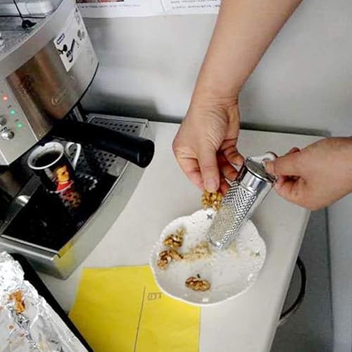 Miniatura 8 de Rallador de nuez moscada con almacenamiento, cepillo de cocina de ajo y jengibre Limón de mano de acero inoxidable Nuez moscada Rallador Tuerca