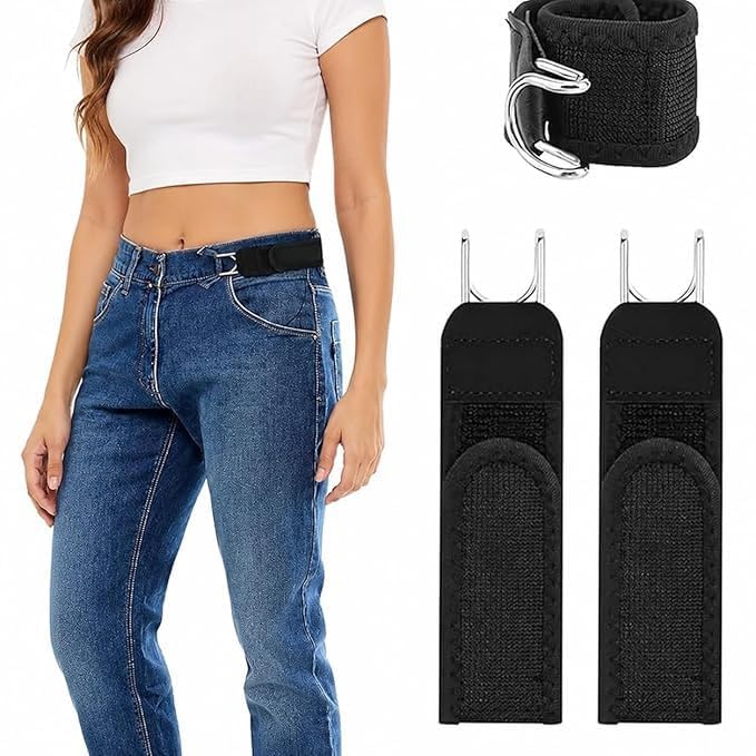 Buckleless Elastic Hook Belt for Men & Women – Adjustable Invisible Stretch Metal Hook, No Buckle Comfort Belt for Jeans, Trousers, Uniforms & Everyday Wear (Black, 1 Pair)-image-41