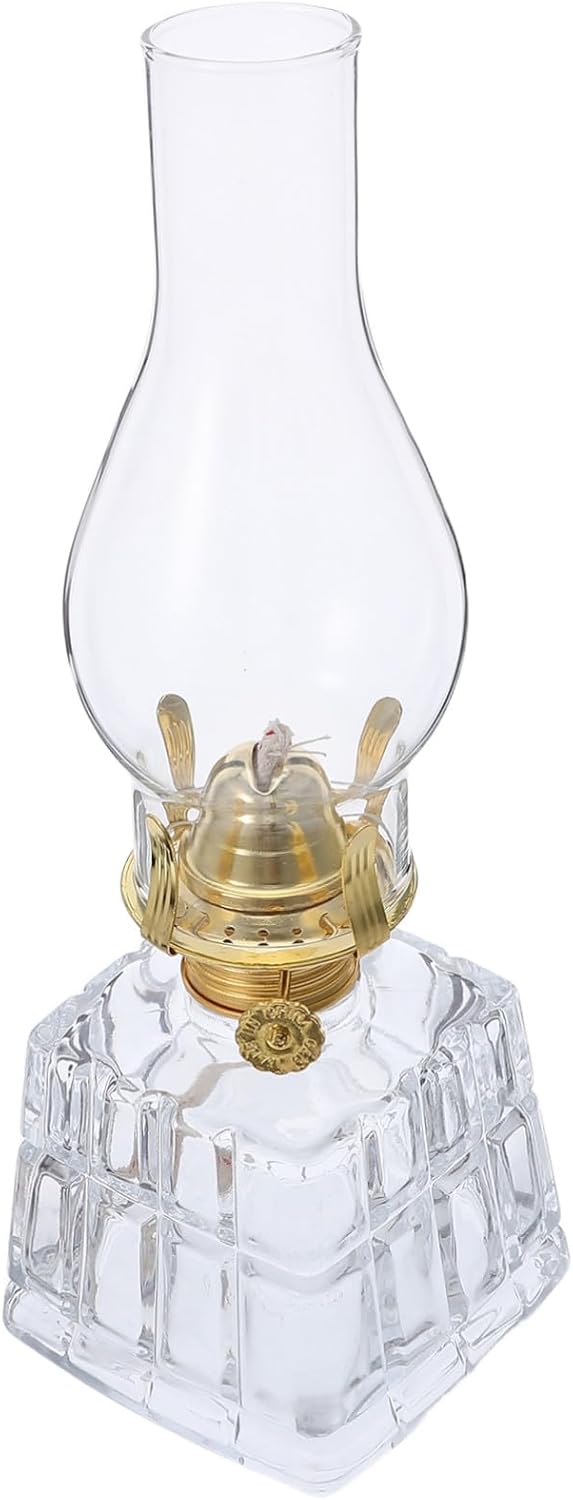 Vintage Square Kerosene Lantern for Indoor and Outdoor Use Clear Glass Oil Lamp with Windproof Design Decorative Rustic Hurricane Oil Lamp for Emergency Lighting and Cozy Ambiance