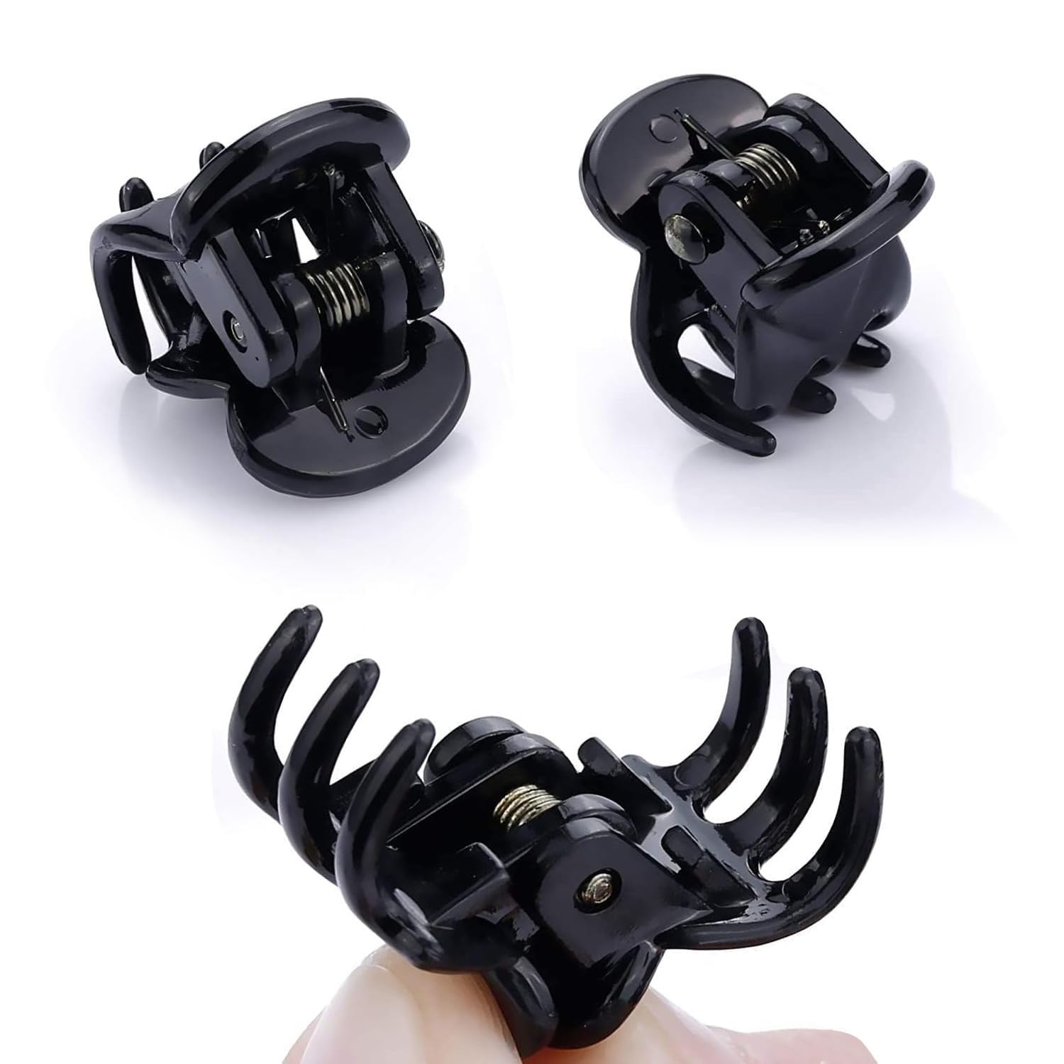 Haarkamm Damen 48 Packungen kleine Mini-Haarspangen, Krallen-Haarklemmen für Mädchen und Frauen, kleine Haarspangen, Kunststoffbackenklammern Haarkamm Zum Stecken(Black)