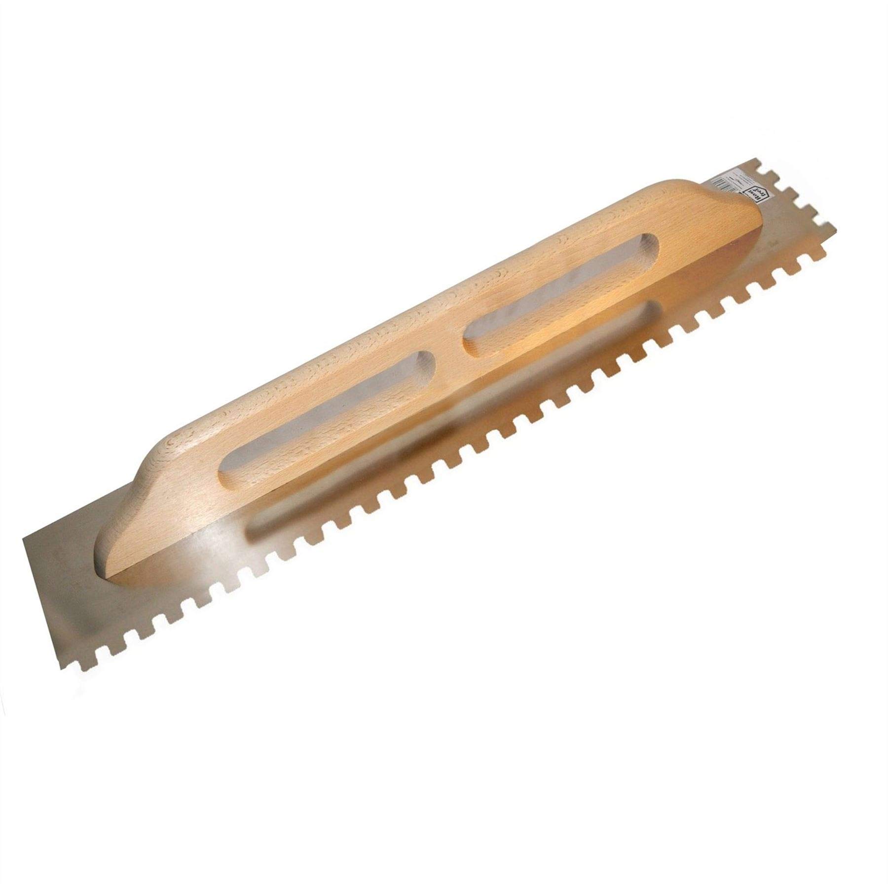 Toolty Multi-Colour Stainless Steel Square Notched Trowel - 680Mm, 12X12mm - For Adhesive Mortars - Wooden Handle
