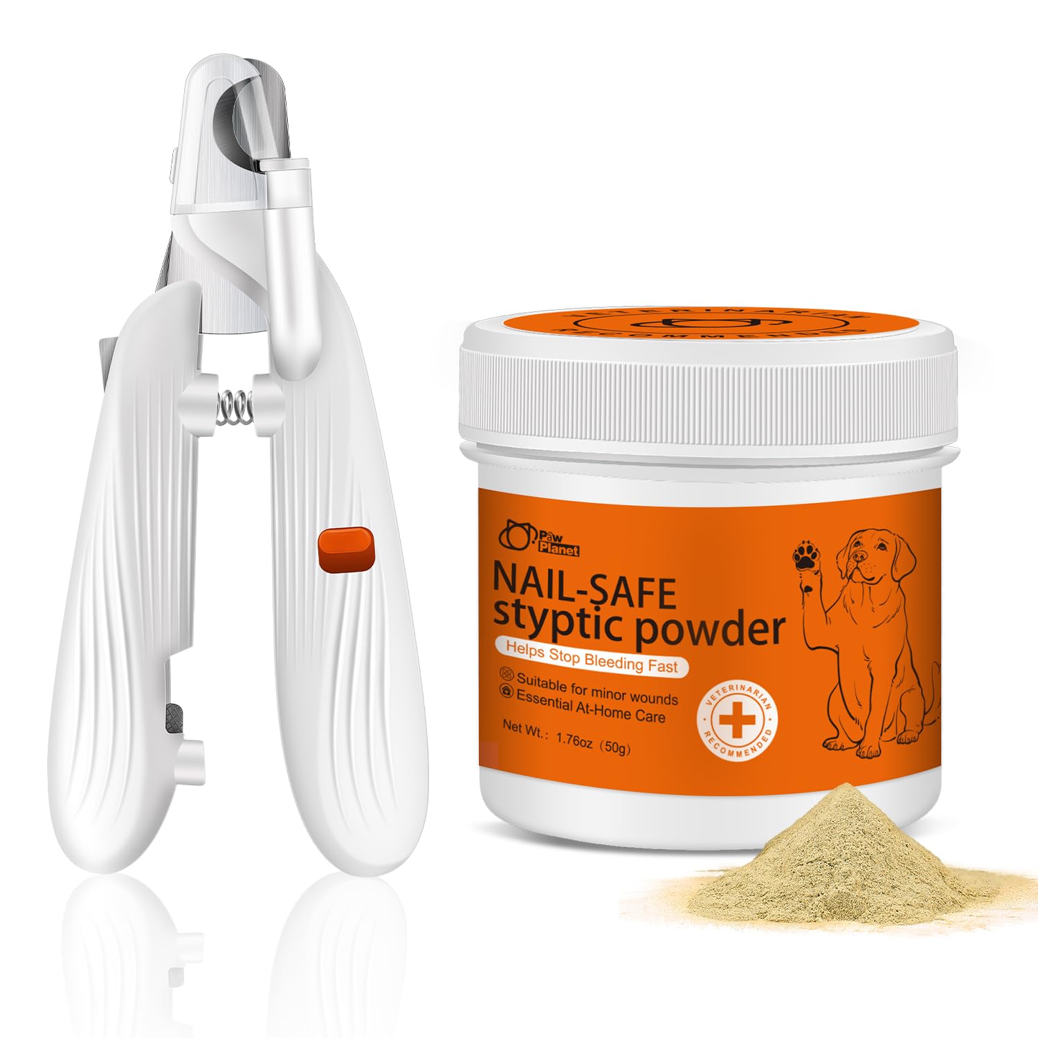 PAW PLANET Styptic - Polvo para perros y gatos con kit de cortaúñas, 49,90 g | Para recortar uñas, fácil aplicación de polvo, adecuado para rutinas de aseo doméstico