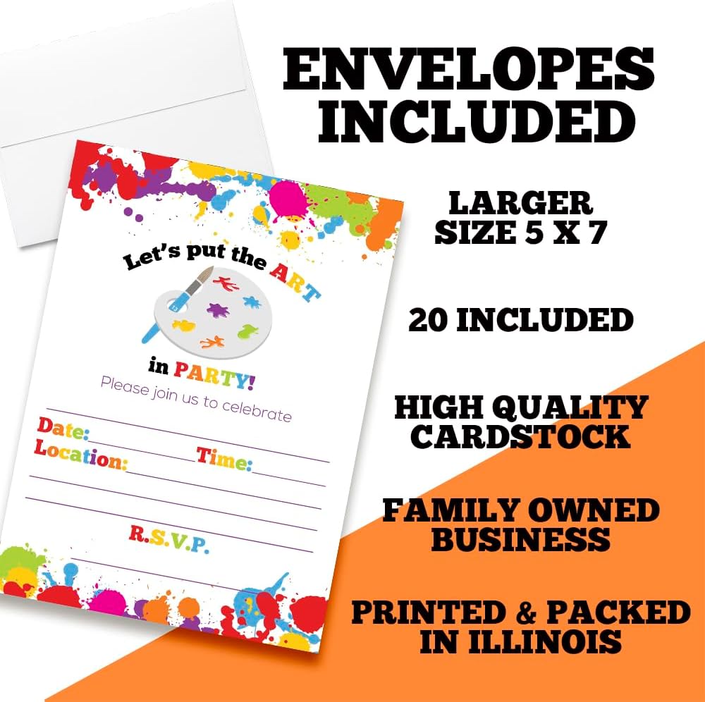 Simimi Art 10th Birthday Invitation Cards with Botswana | Ubuy Art Party Fill In Birthday Invitations set of 10 with envelopes