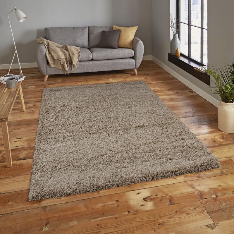 Everest 5cm shaggy Rugs for living room thick pile modern rugs for bedroom, kitchen, hallway, runner, kids' room, small to Large fluffy carpet, D Beige 240x340cm — image 1
