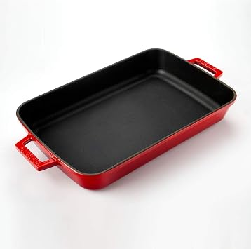 Lava Casting Rectangular Tray, 26x40 cm, Red