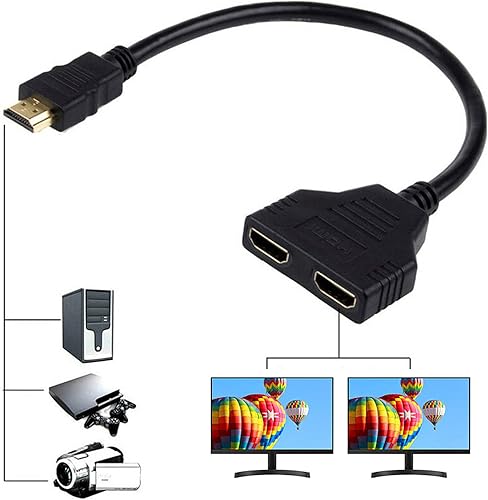 Miniatura 1 de Cable adaptador divisor HDMI macho 1080P a doble HDMI hembra de 1 a 2 vías HDMI cable adaptador divisor HDMI para HDTV HD LED LCD TV compatible con