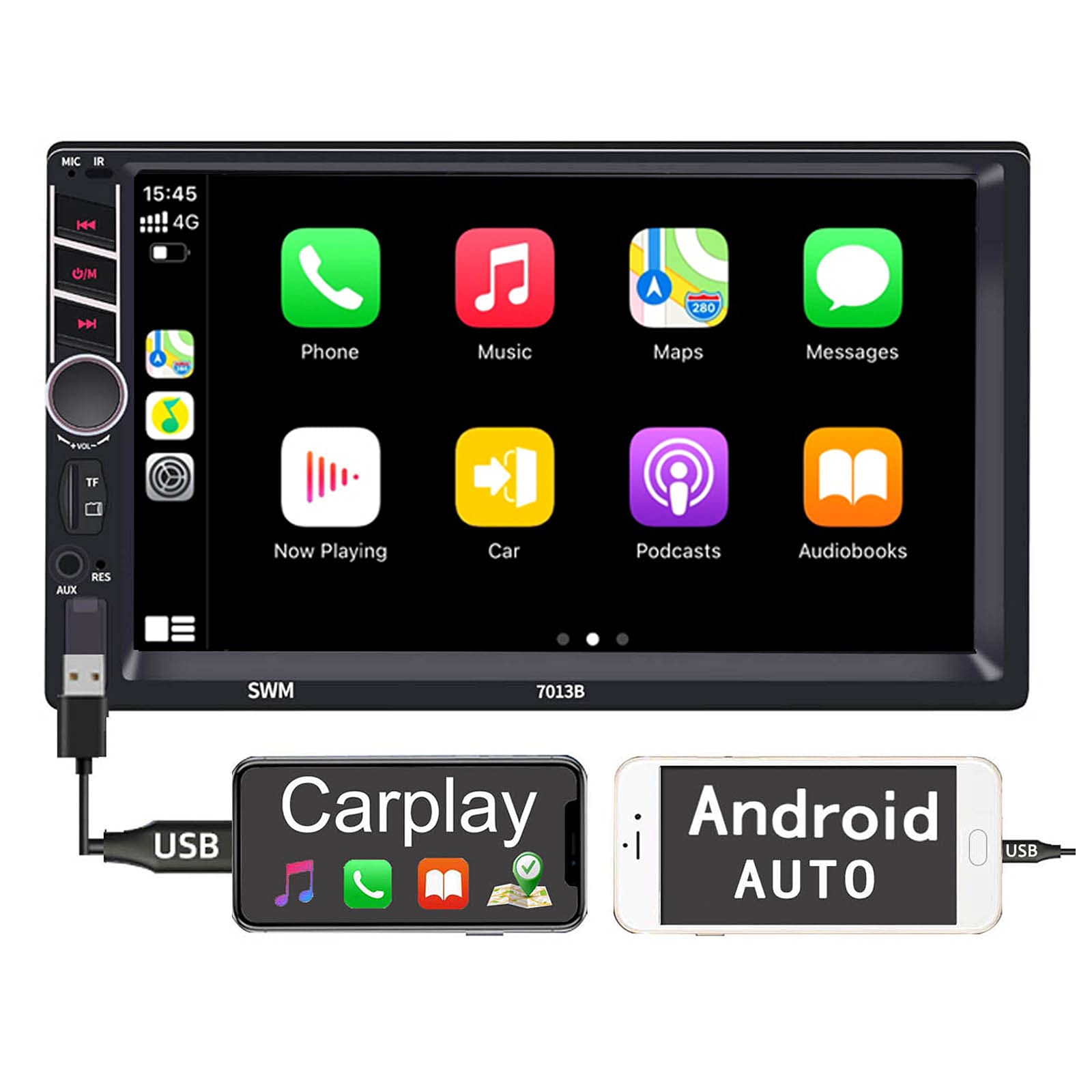 Binize 7 inch Car Stereo Radio with Apple Carplay Android Auto Double