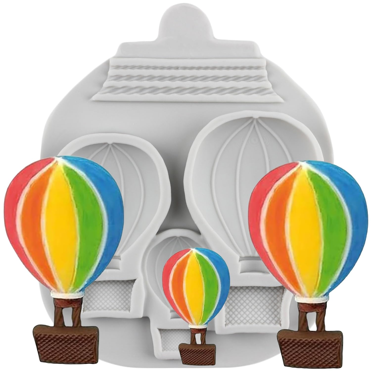 Sijiangmold Hot Air Balloon Fondant Mould Hot Air Balloon Silicone Moulds for Cake Decoration Chocolate Cupcake Topper Candy Polymer Clay Gum Paste