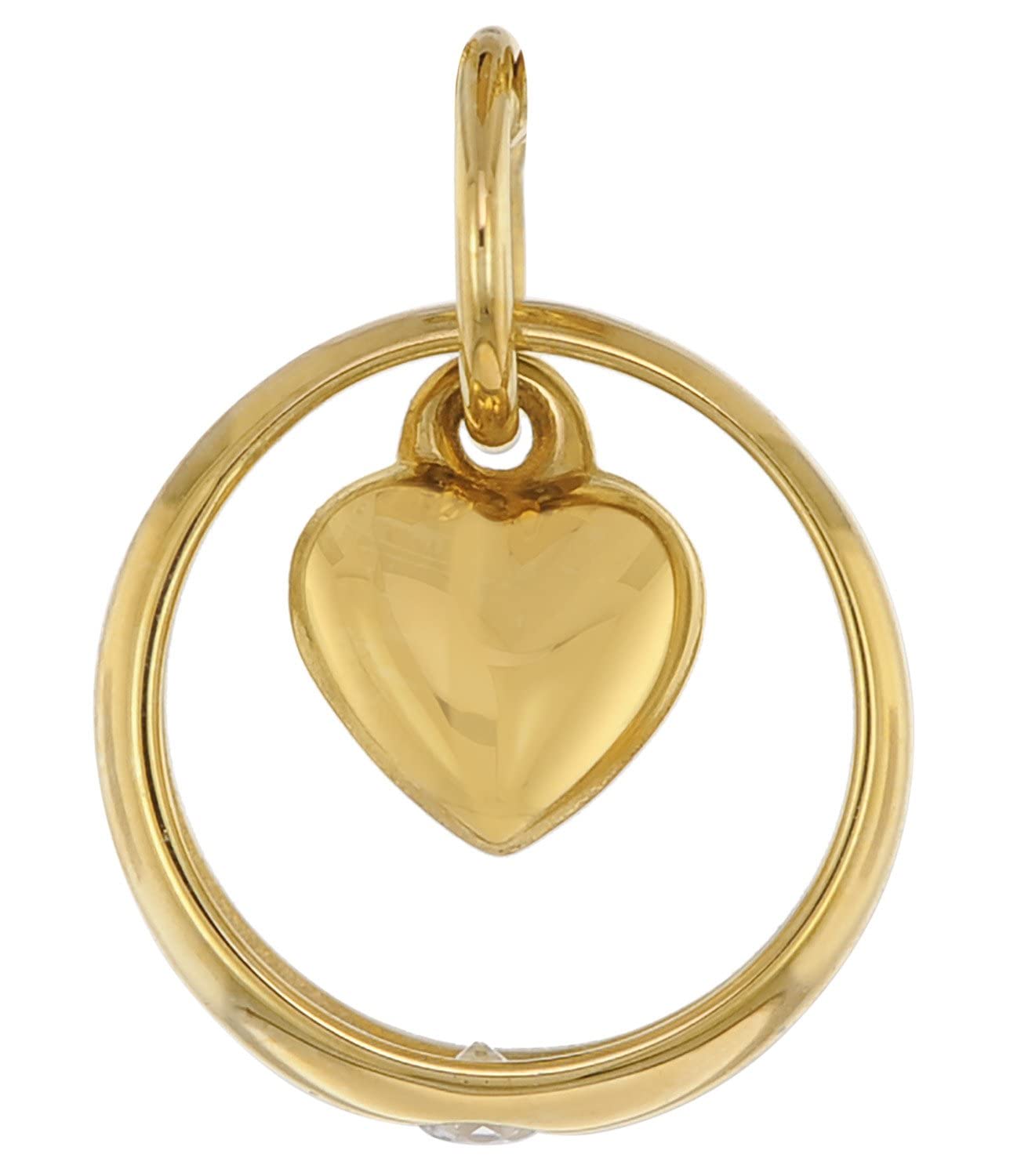 trendor Taufring mit Zirkonia und Herzchen Gold 585 / 14K 75431
