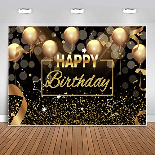 Fondo Negro y Dorado Sensfun para Fiesta de Cumpleaños 10x6.5ft miniatura 1