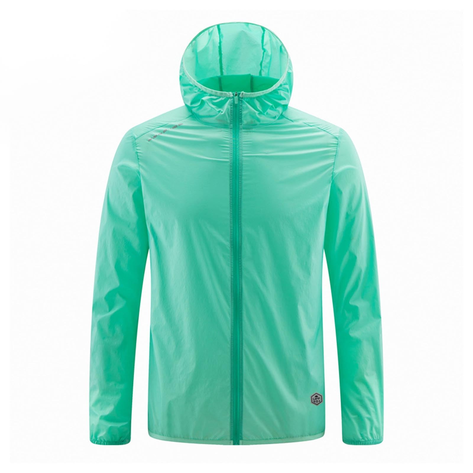 Sun Shirts for Women UPF 50+ Long Sleeve Full Zip Hoodie Shirt Slim Fit Workout Outdoor Hiking Summer Tops(Green,Small)