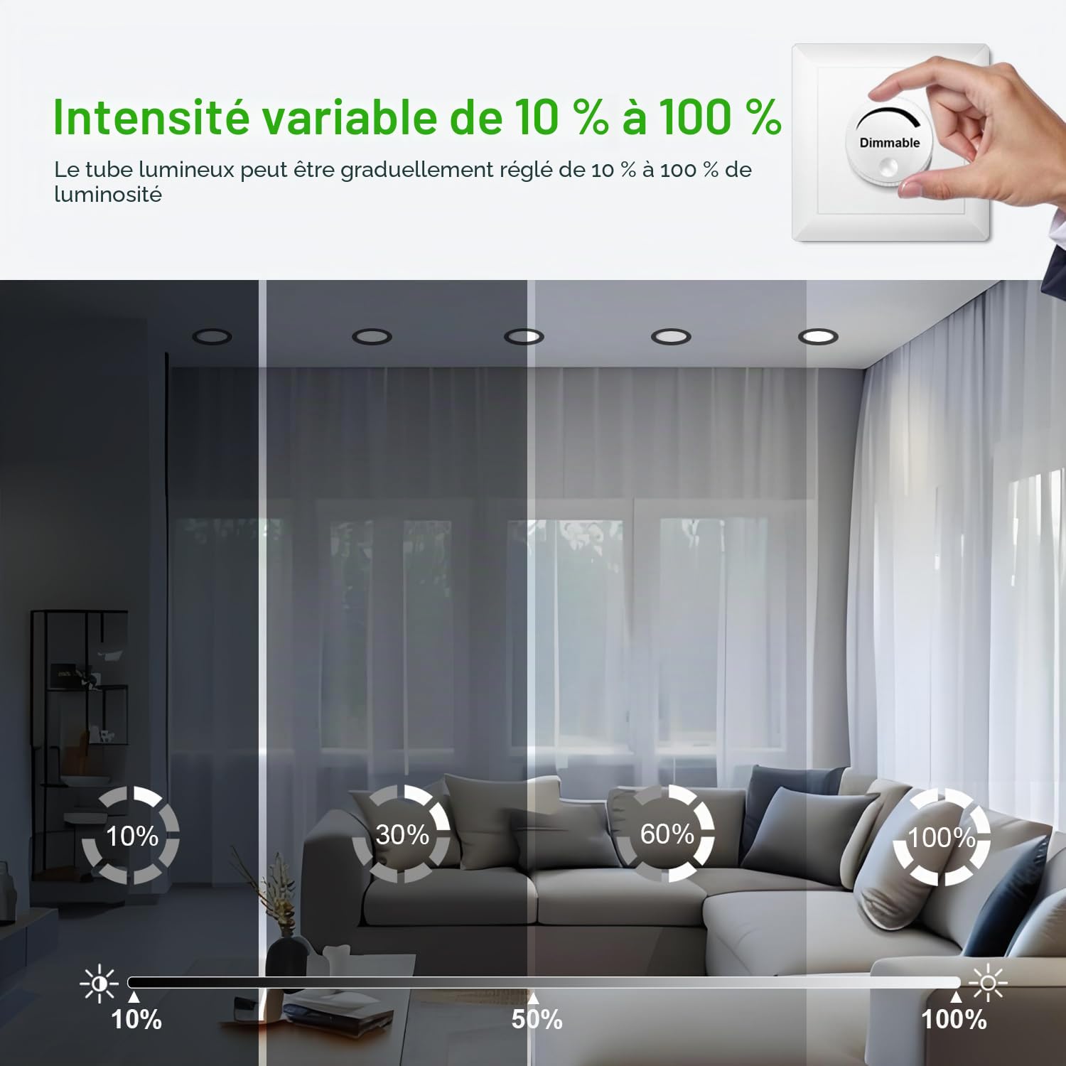 Sweier Spot LED Encastrable Dimmable, 7W 600LM Spots de Plafond Encastré Blanc Chaud 3000K Blanc Neutre 4500K Blanc Froid 6000K, Noir Spot LED IP44 pour Salle de Bain Cuisine Salon, Lot de 6