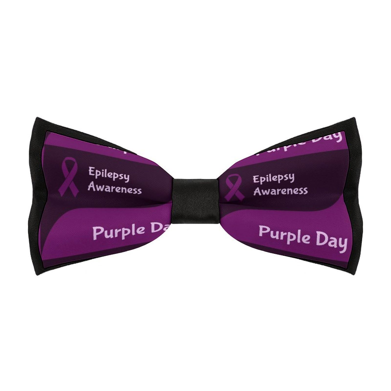 JYYAU Epilepsy Awareness Month Bow Tie Adjustable Necktie For Men Business Fashion Pre-tied Tie Neckwear Novelty Accessory For Weddings Party Festival