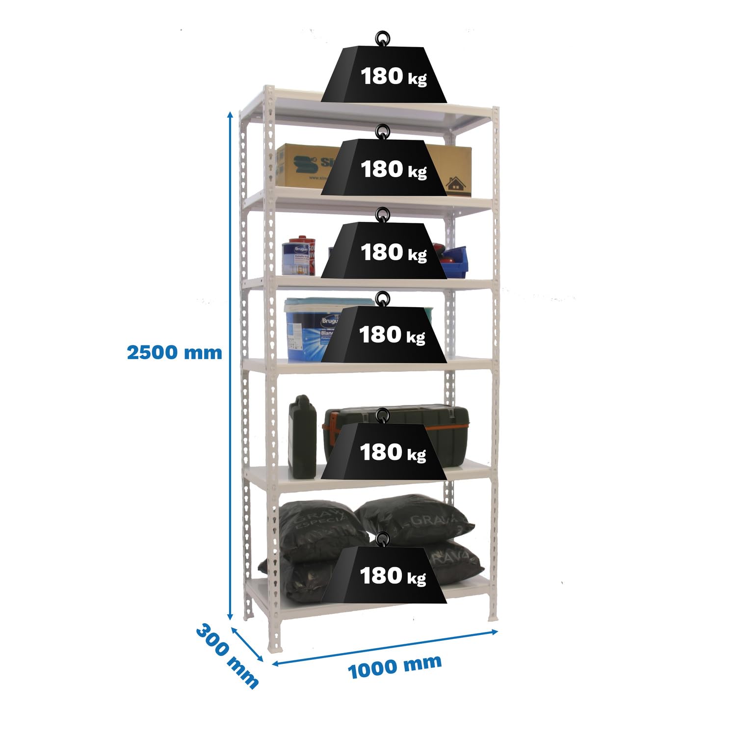 Scaffale Metallo Simon Rack 3 Ripiani - 900x1000x300mm, Capacità 75kg Per Ripiano, Per Garage E Officina - Foto 3